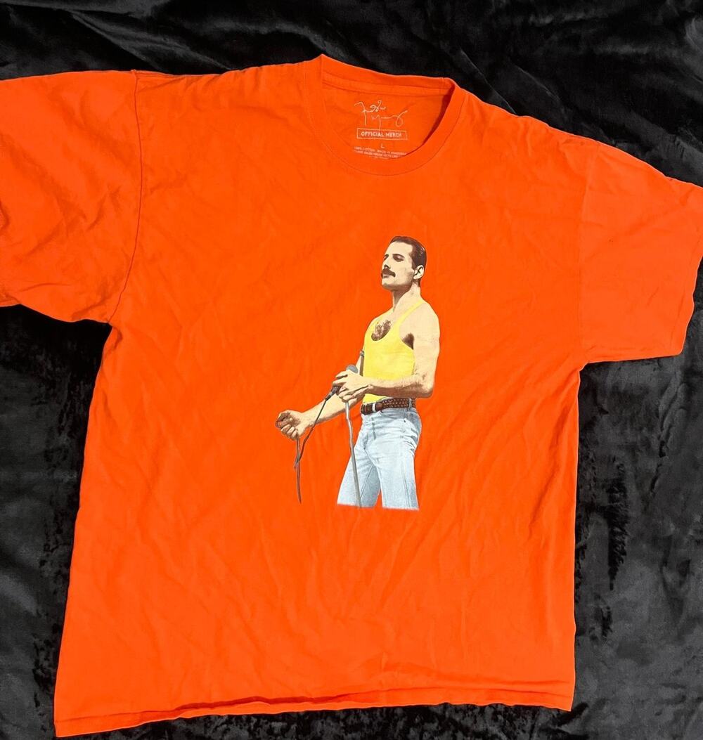 Camiseta Oficial Freddie Mercury Queen Naranja Talla L 100% Algodón Merch